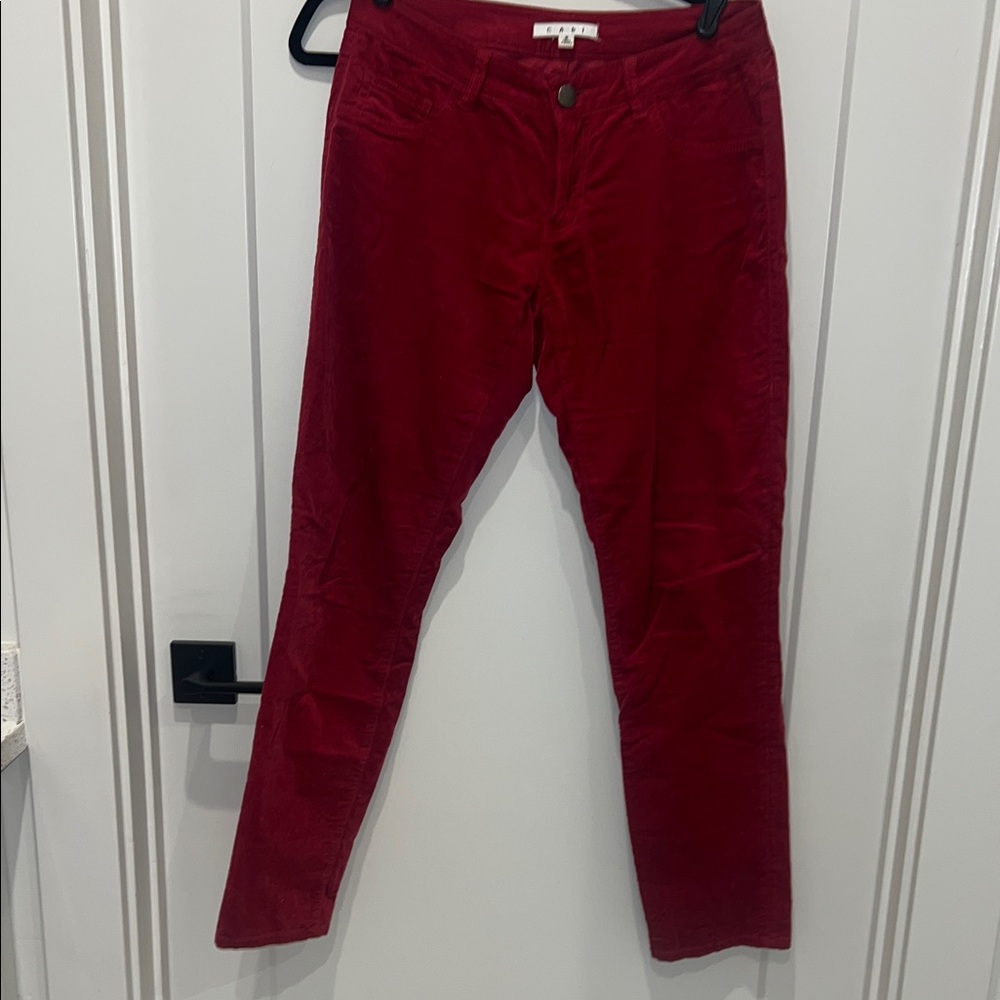 Cabi red corduroy straight leg pants
